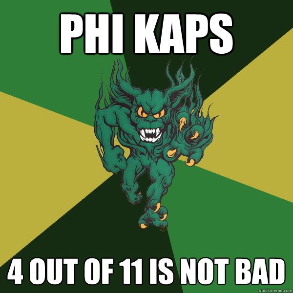 Phi kaps 4 Out of 11 is not bad  Green Terror