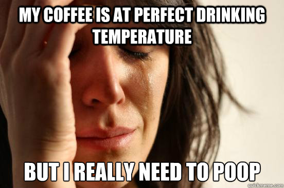 My coffee is at perfect drinking temperature but i really need to poop  First World Problems