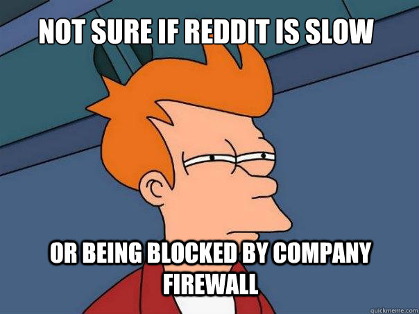 not sure if reddit is slow or being blocked by company firewall  Futurama Fry