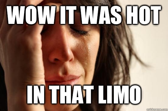Wow it was hot In that limo  First World Problems