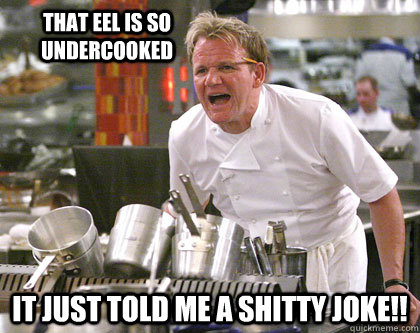 it just told me a shitty joke!! that eel is so undercooked  Ramsay Gordon Yelling