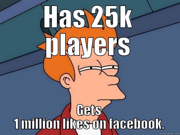 HAS 25K PLAYERS GETS 1 MILLION LIKES ON FACEBOOK. Futurama Fry