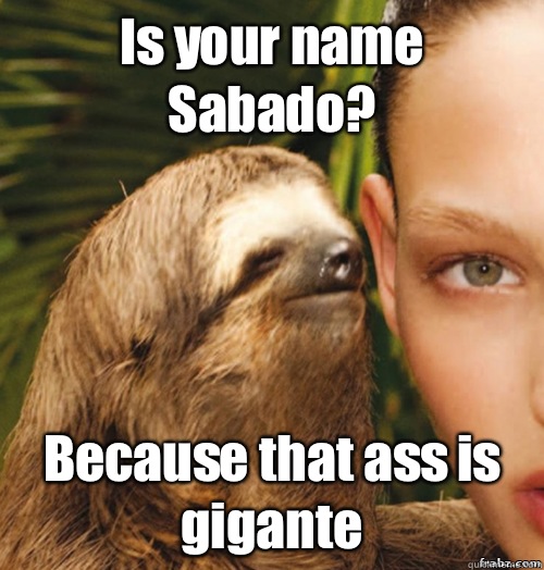 Is your name Sabado? Because that ass is gigante  rape sloth