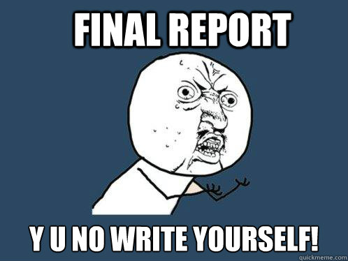 FINAL REPORT y u no write yourself!  Y U No