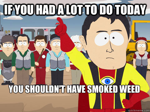 If you had a lot to do today You shouldn't have smoked weed  Captain Hindsight