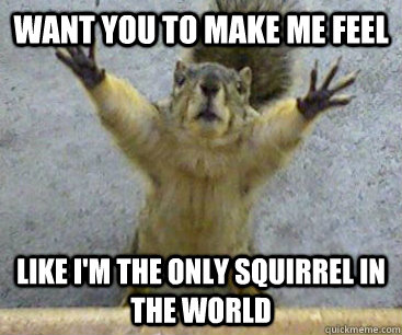 Want you to make me feel Like I'm the only squirrel in the world  