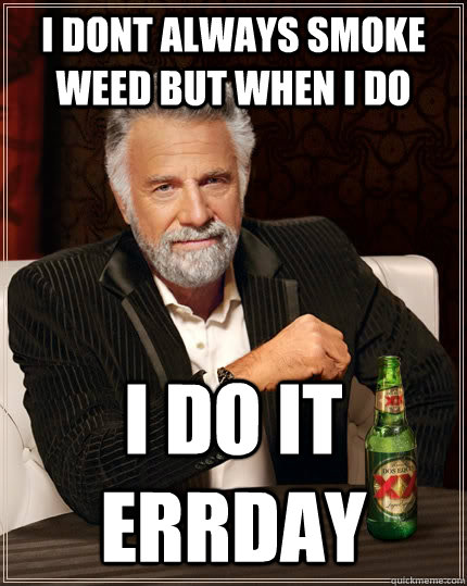 i dont always smoke weed but when i do i do it errday  The Most Interesting Man In The World