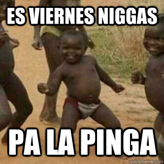 ES VIERNES NIGGAS PA LA PINGA  Its friday niggas