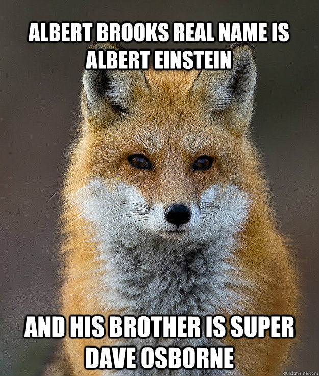 Albert brooks real name is Albert Einstein  and his brother is super dave osborne  Fun Fact Fox