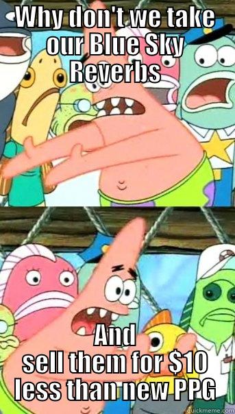 WHY DON'T WE TAKE OUR BLUE SKY REVERBS AND SELL THEM FOR $10 LESS THAN NEW PPG Push it somewhere else Patrick