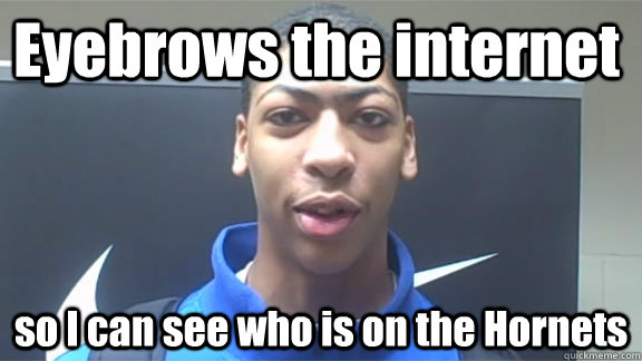 Eyebrows the internet so I can see who is on the Hornets  Anthony davis