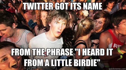 Twitter got its name
 from the phrase 