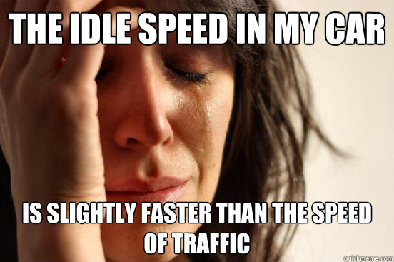 THE IDLE SPEED IN MY CAR IS SLIGHTLY FASTER THAN THE SPEED OF TRAFFIC  First World Problems