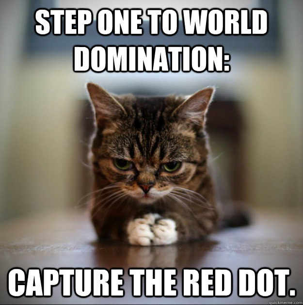 Step one to world domination: Capture the red dot. - Step one to world domination: Capture the red dot.  World Domination Kitty