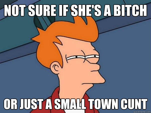 Not sure if she's a bitch or just a small town cunt  Futurama Fry