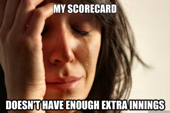 My scorecard DOesn't have enough extra innings - My scorecard DOesn't have enough extra innings  First World Problems
