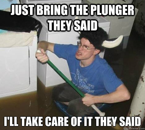 Just bring the plunger they said i'll take care of it they said  They said