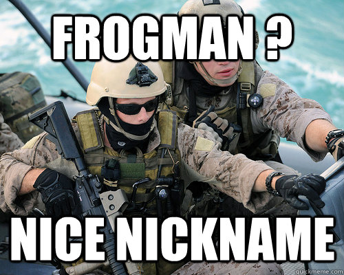 Frogman ? nice nickname  Unimpressed Navy SEAL