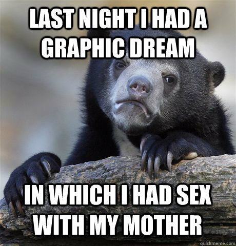 Last night I had a graphic dream in which i had sex with my mother  Confession Bear