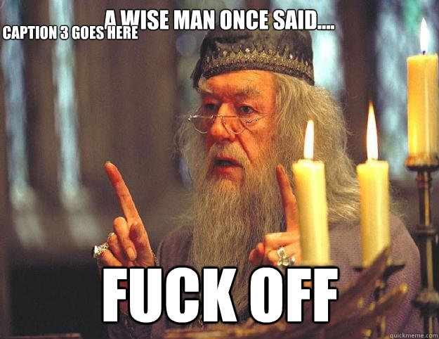 A WISE MAN ONCE SAID.... fuck off Caption 3 goes here  Dumbledore