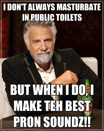 I don't always masturbate in public toilets But when I do, I make teh best pron soundz!!  The Most Interesting Man In The World