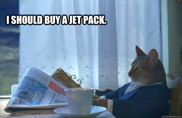 I should buy a jet pack.  Sophisticated Cat