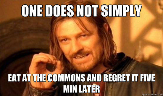 One Does Not Simply eat at the commons and regret it five min later  Boromir