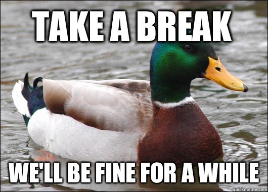 Take a break We'll be fine for a while  Actual Advice Mallard