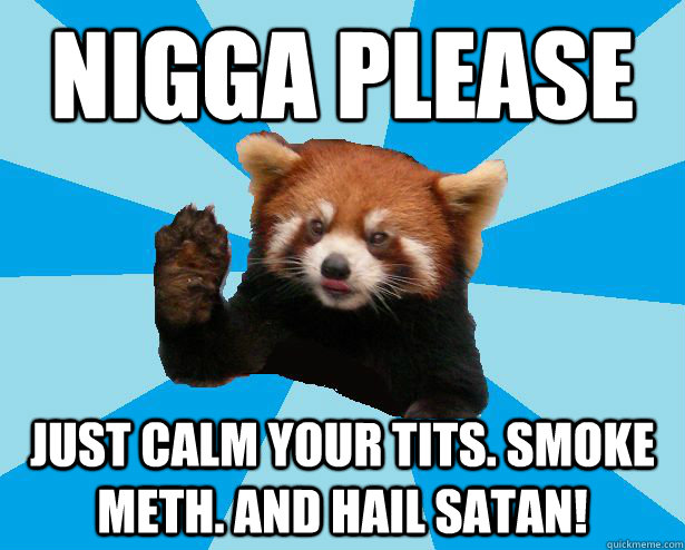 nigga please just calm your tits. smoke meth. and hail SATAN! - nigga please just calm your tits. smoke meth. and hail SATAN!  Satans Red Panda