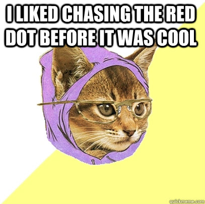 I liked chasing the red dot before it was cool  Hipster Kitty