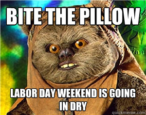 bite the pillow Labor Day Weekend is going in dry
  Rape Ewok