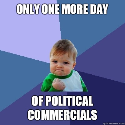 Only one more day Of political commercials  Success Kid