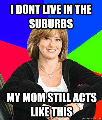 I DONT LIVE IN THE SUBURBS MY MOM STILL ACTS LIKE THIS  Sheltering Suburban Mom