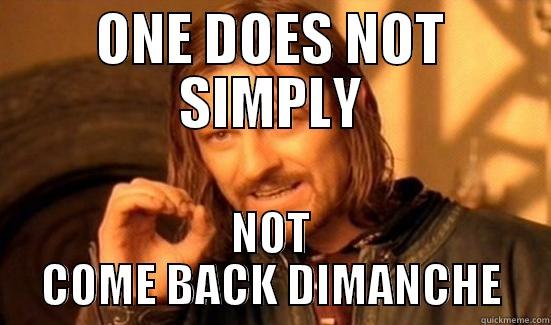 ONE DOES NOT SIMPLY NOT COME BACK DIMANCHE Boromir