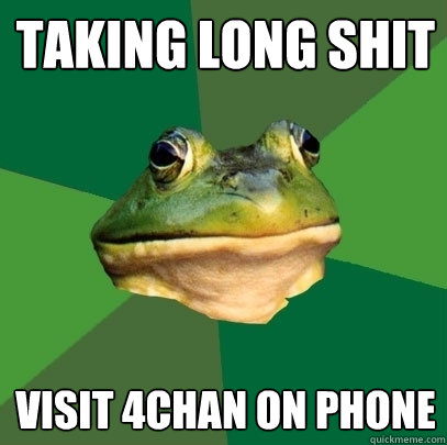 Taking long shit Visit 4chan on phone  Foul Bachelor Frog