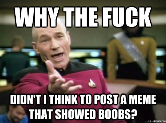 Why the fuck didn't I think to post a Meme that showed Boobs?  Annoyed Picard HD