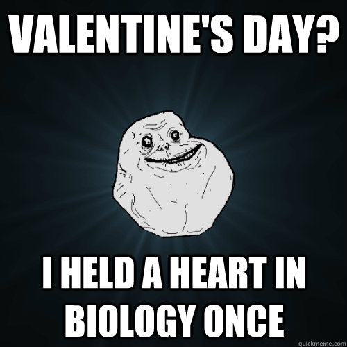 Valentine's day? i held a heart in biology once  Forever Alone