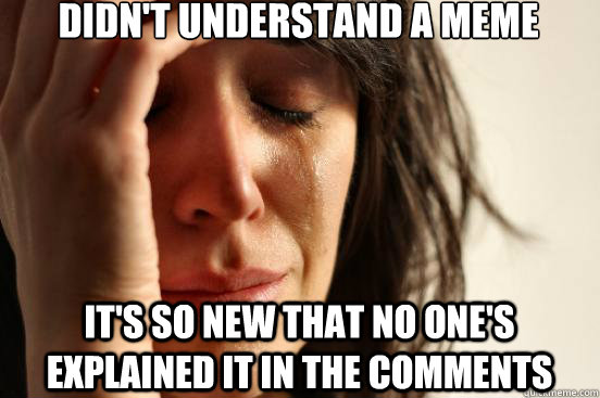 Didn't understand a meme it's so new that no one's explained it in the comments  First World Problems