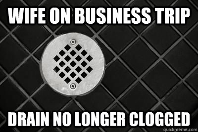 Wife on business trip Drain no longer clogged - Wife on business trip Drain no longer clogged  Misc
