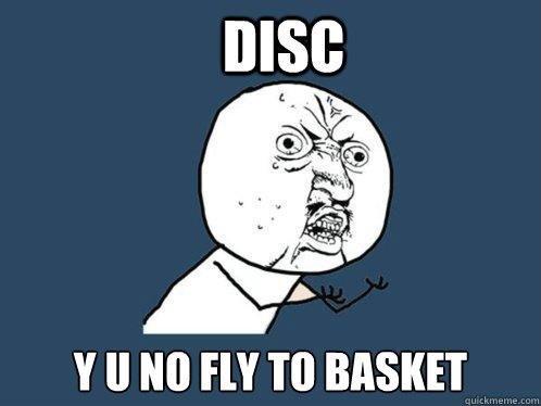 disc y u no fly to basket  Y U No