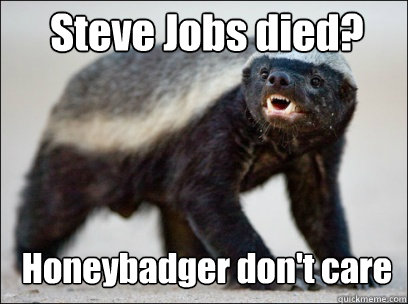Steve Jobs died? Honeybadger don't care  Honey Badger