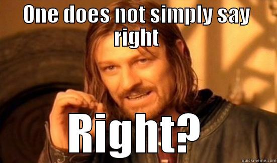 ONE DOES NOT SIMPLY SAY RIGHT RIGHT? Boromir