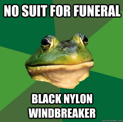 No suit for funeral Black nylon windbreaker  Foul Bachelor Frog