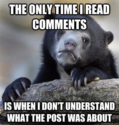 The only time I read Comments Is when i don't understand what the post was about  Confession Bear