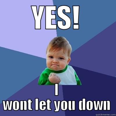 I wont let you down - YES! I WONT LET YOU DOWN Success Kid