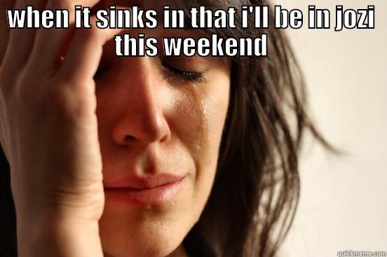 WHEN IT SINKS IN THAT I'LL BE IN JOZI THIS WEEKEND  First World Problems