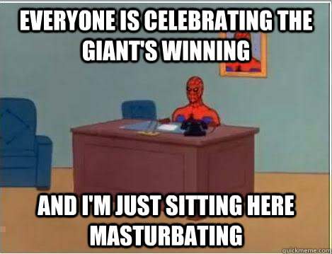 Everyone is celebrating the Giant's winning and i'm just sitting here masturbating  Spiderman Desk