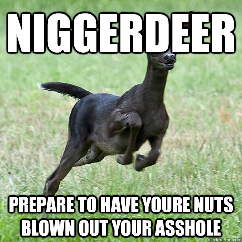 NIGGERDEER Prepare to have youre nuts blown out your asshole - NIGGERDEER Prepare to have youre nuts blown out your asshole  niggerdeer