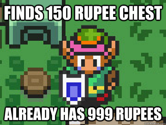 Finds 150 Rupee chest Already has 999 rupees - Finds 150 Rupee chest Already has 999 rupees  Light World Problems
