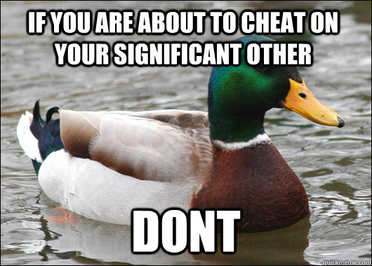 If you are about to cheat on your significant other Dont  Actual Advice Mallard